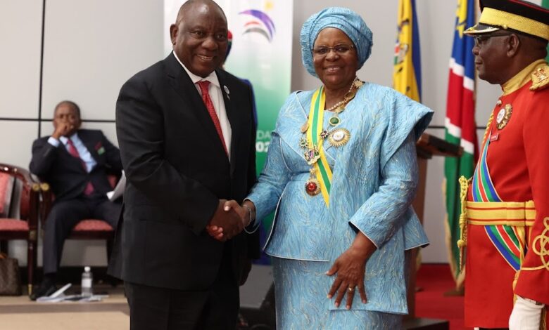 Ramaphosa celebrates Namibia’s first woman president