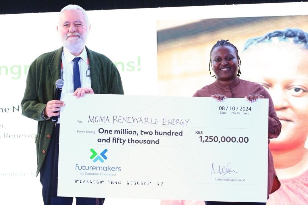 Strathmore’s Dr. Joseph Sevilla together with Yvonne Nyanduko founder of Moma Renewable Energy, one of the top 7 winners of the Standard Chartered Women in Tech Cohort 7 program